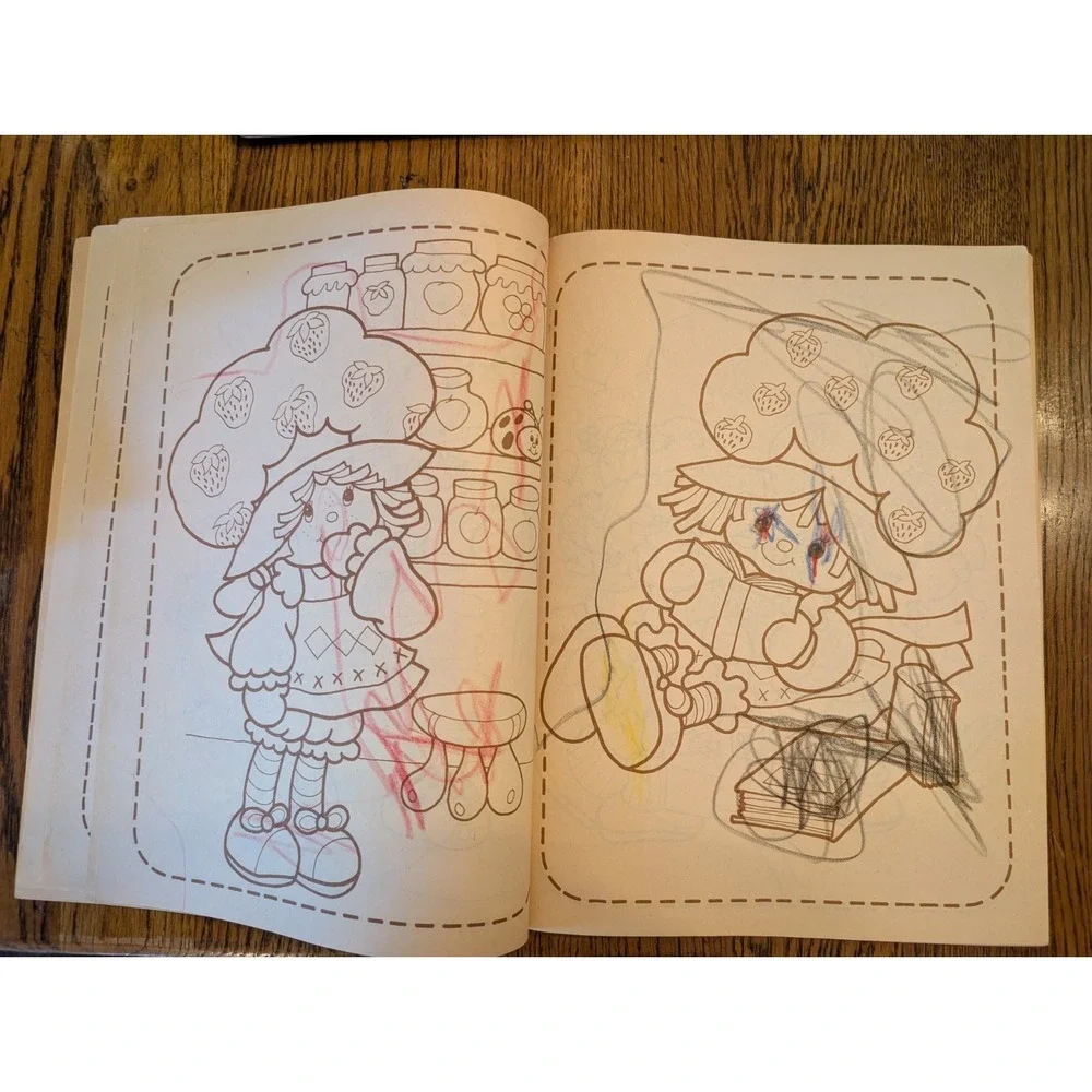 Vintage Strawberry Shortcake‎ Coloring Book Kenner 1981 Used 4 Pages Colored